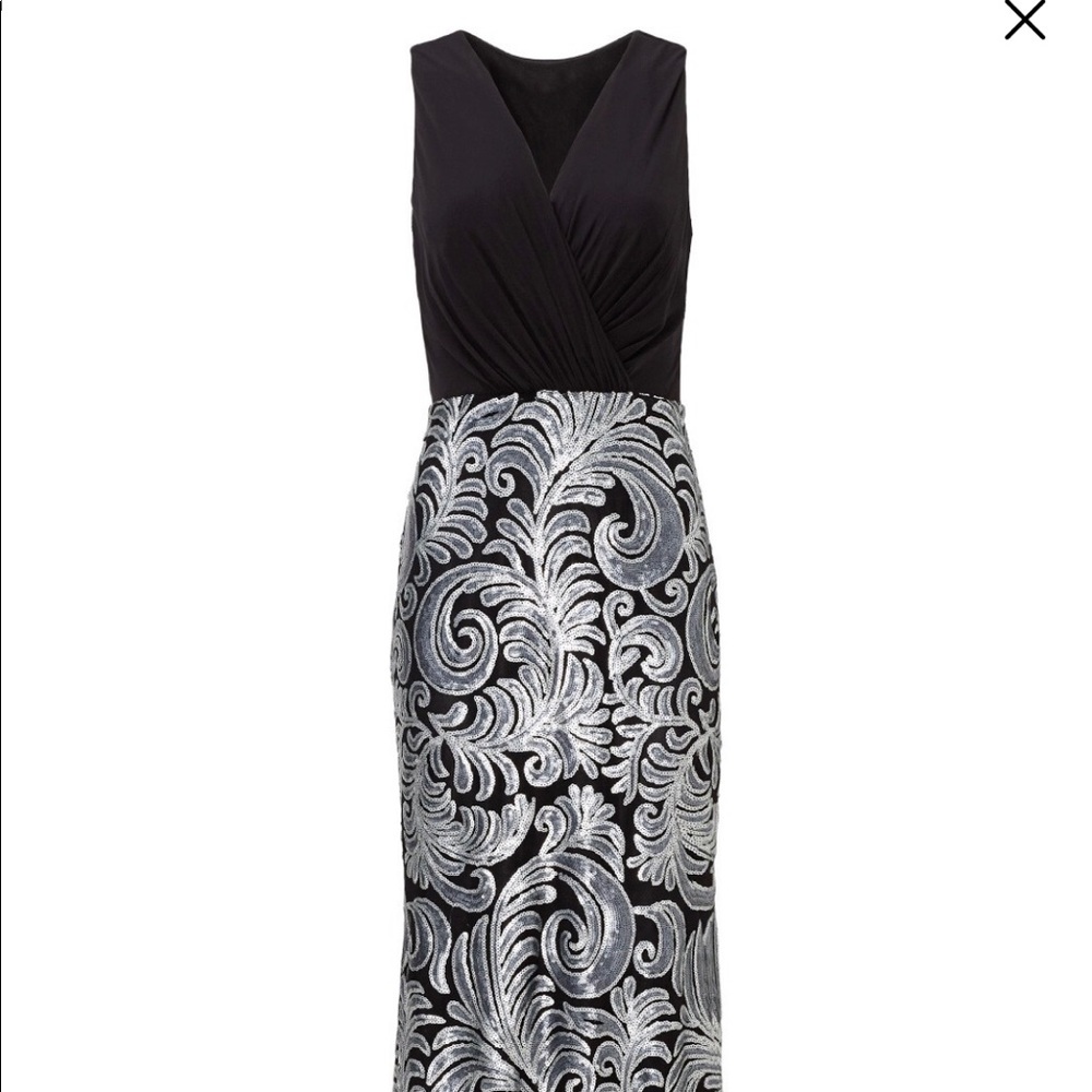 Black and silver sequin evening gown